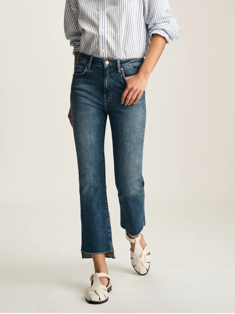 Mavi ANIKA Blue Denim Jeans frayed flare hem 27